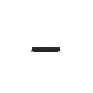 A black rectangular MK01 Series Surface Mount Reed Switch with two metal leads extending from either end, viewed from the side against a white background. by Standex Detect