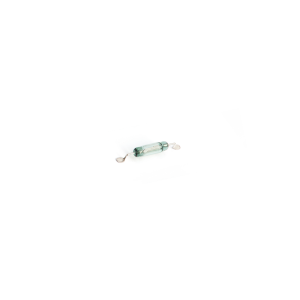 A small MK23-80 glass reed switch with two metal leads, lying on a white background. by Standex Detect
