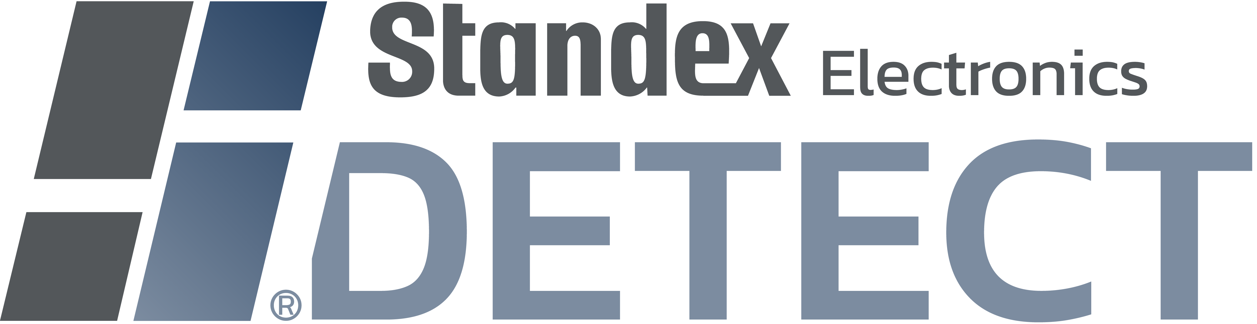Logo for Standex Electronics DETECT, featuring a stylized blue and gray geometric icon to the left and the words “Standex Electronics DETECT” in bold gray letters to the right. by Standex Detect
